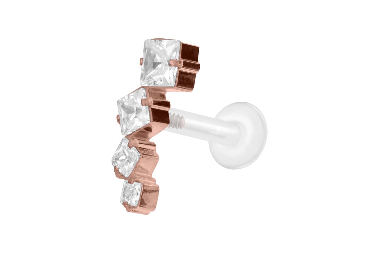 PTFE Labret Piercing mit Innengewinde + Titan-Aufsatz KRISTALLBOGEN
